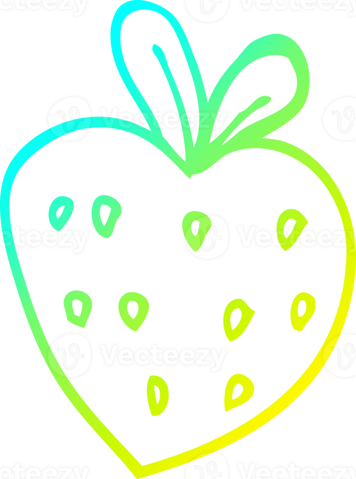 cold gradient line drawing of a cartoon strawberry fr png