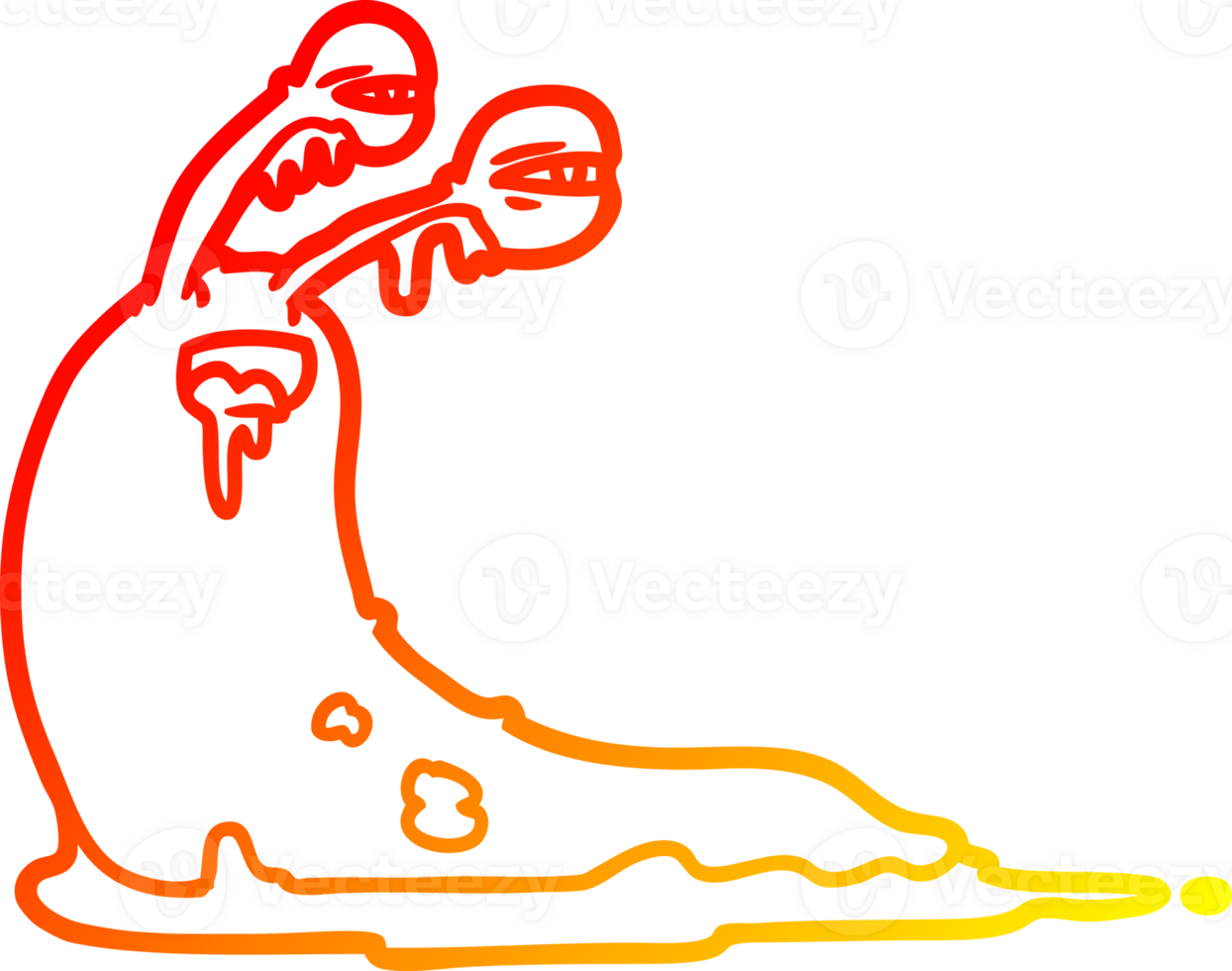 warm gradient line drawing of a gross cartoon slug png