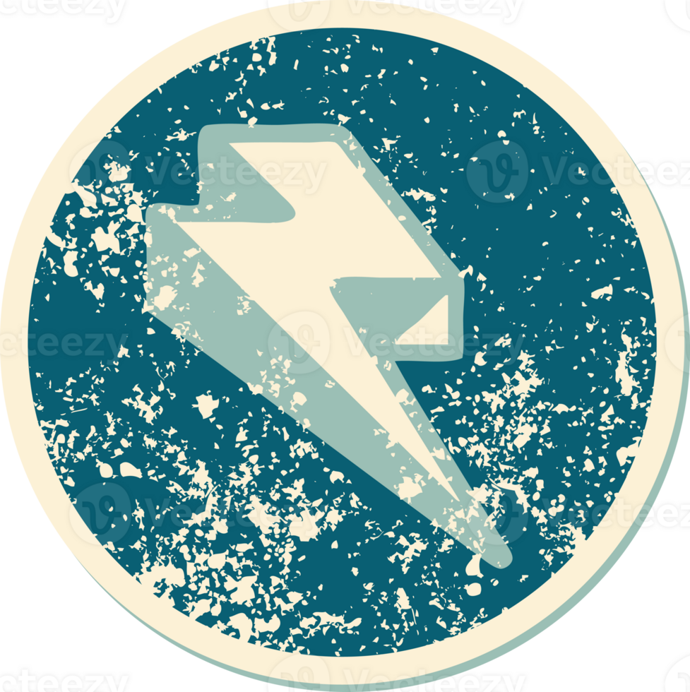 iconic distressed sticker tattoo style image of lighting bolt png