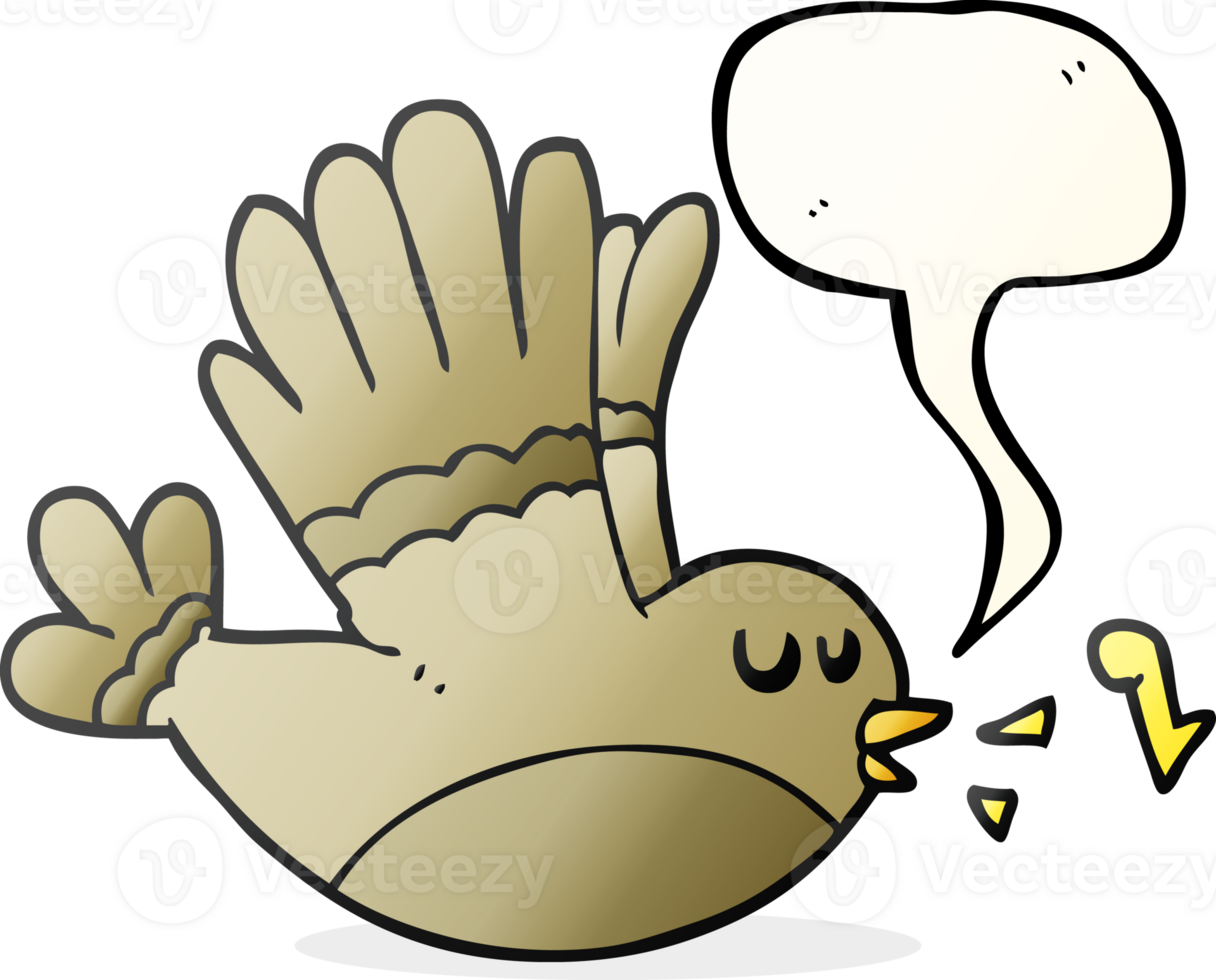 hand drawn speech bubble cartoon singing bird png