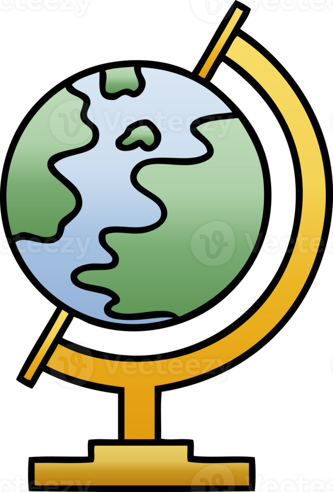 gradient shaded cartoon of a world globe png