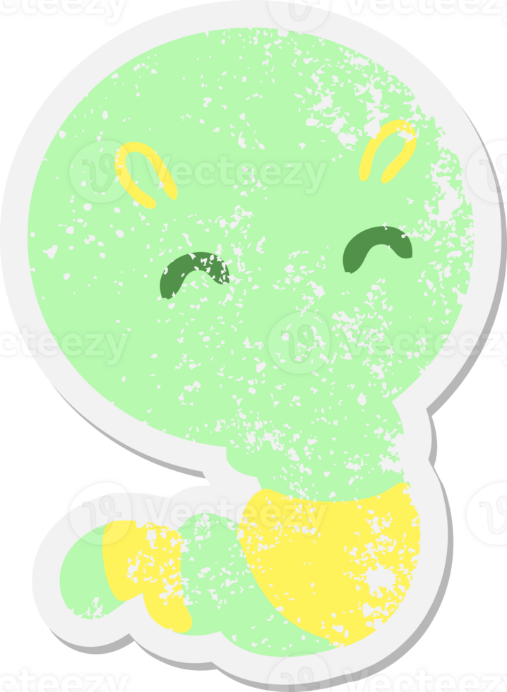 cute little worm grunge sticker png
