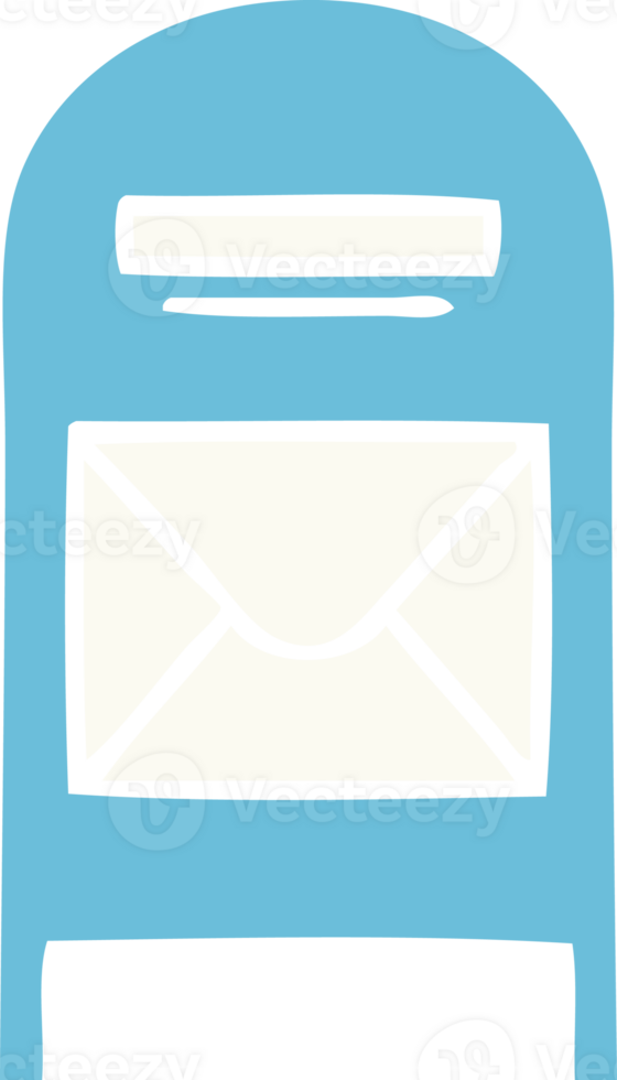 flat color retro cartoon of a mail box png