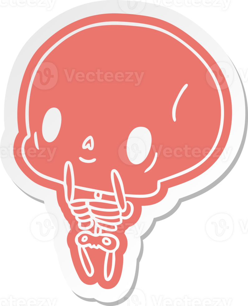 cartoon sticker kawaii cute dead skeleton png