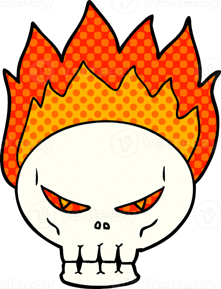 cartoon flaming skull png
