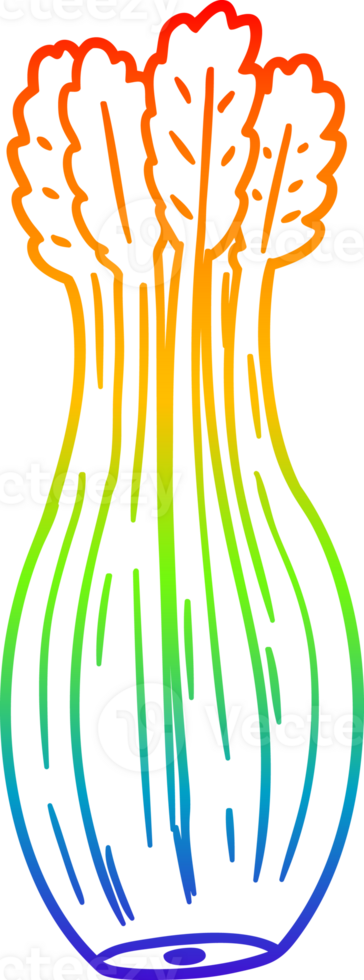 rainbow gradient line drawing of a cartoon vegetable png