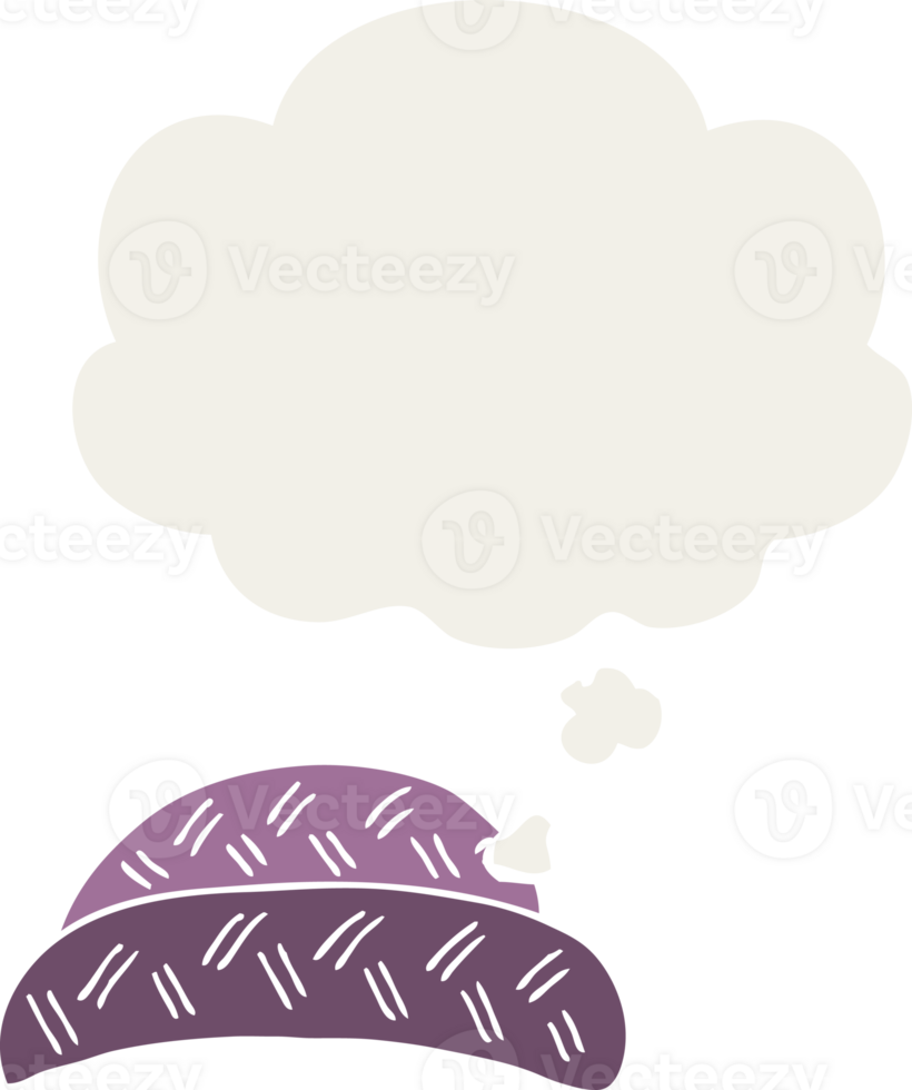 cartoon hat with thought bubble in retro style png
