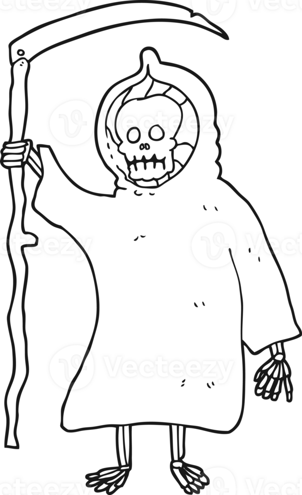 mano dibujado negro y blanco dibujos animados escalofriante muerte figura png