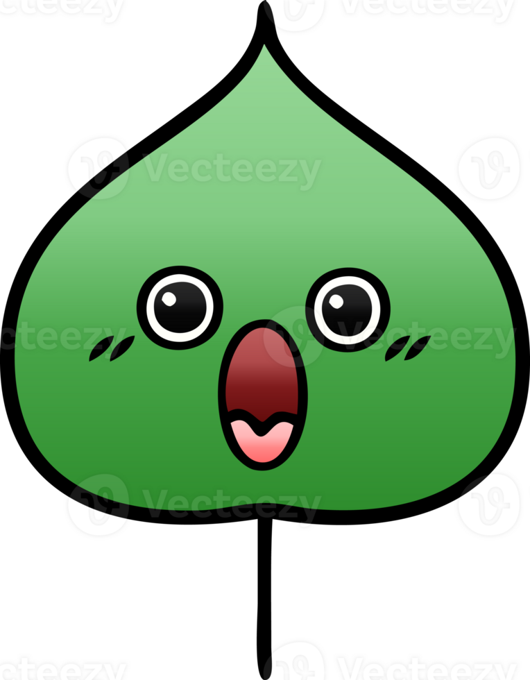 gradient shaded cartoon of a expressional leaf png