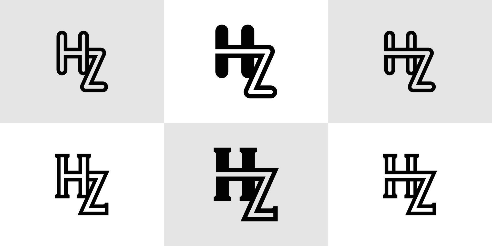Letters HZ Monogram Logo Set, suitable for business with HZ or ZH initials vector