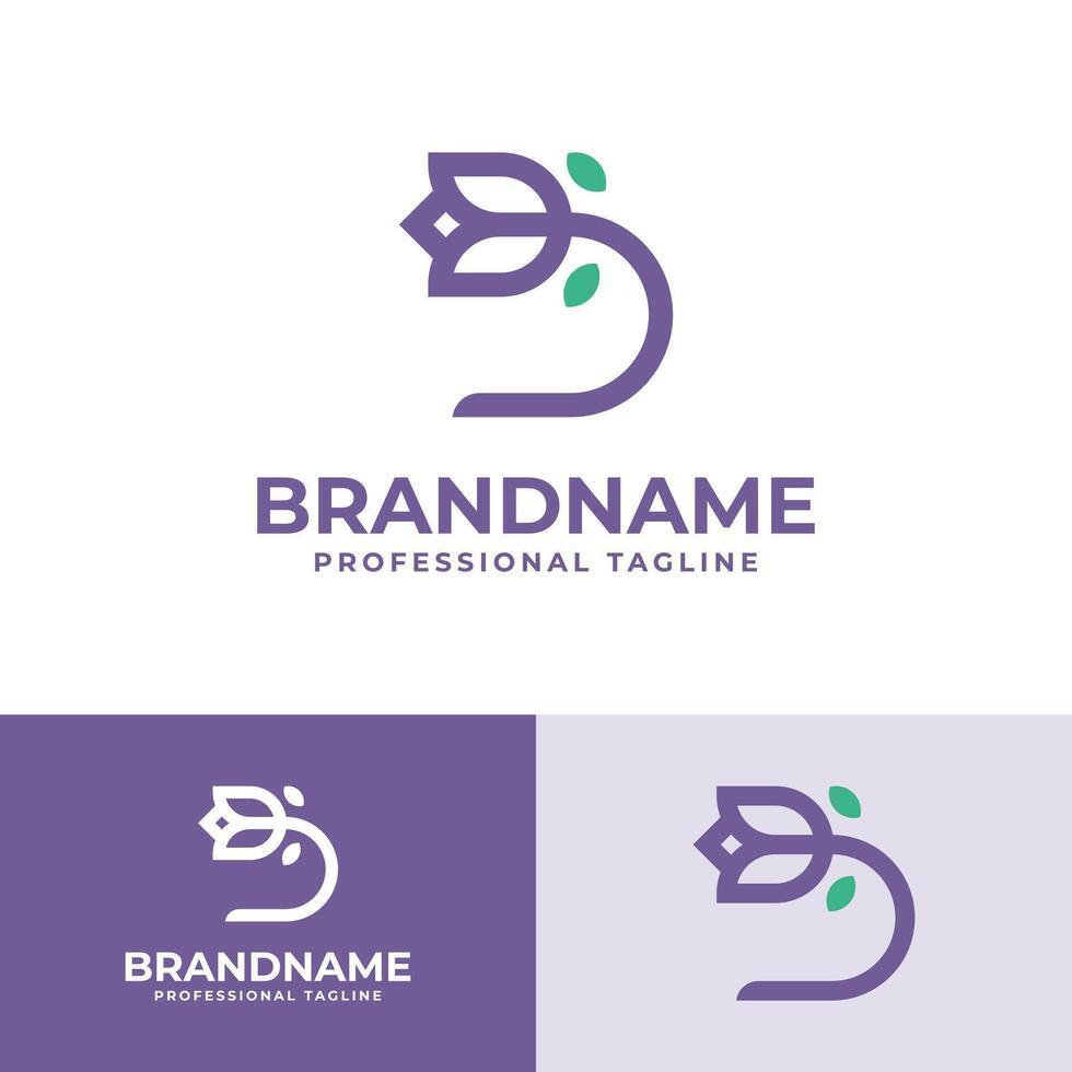 Initial D Tulip Logo, for business related to flower with D Letter vector