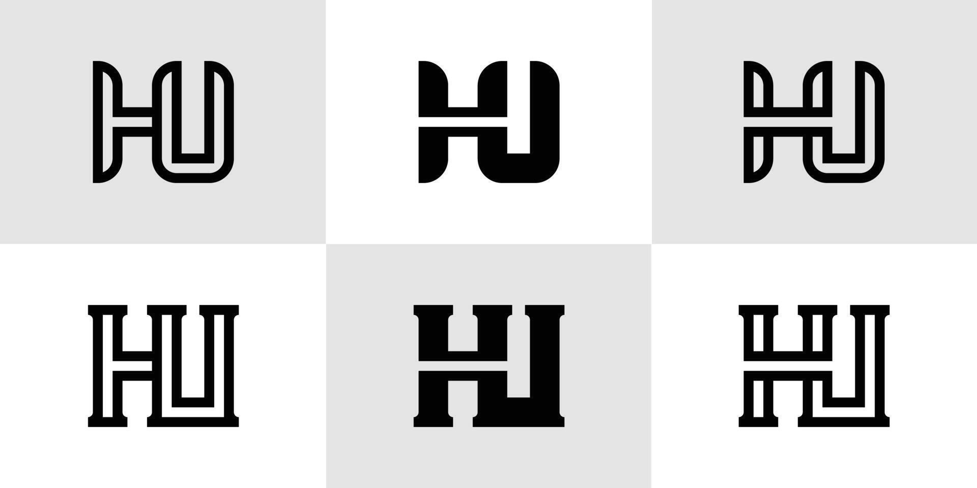 Letters HU Monogram Logo Set, suitable for business with HU or UH initials vector