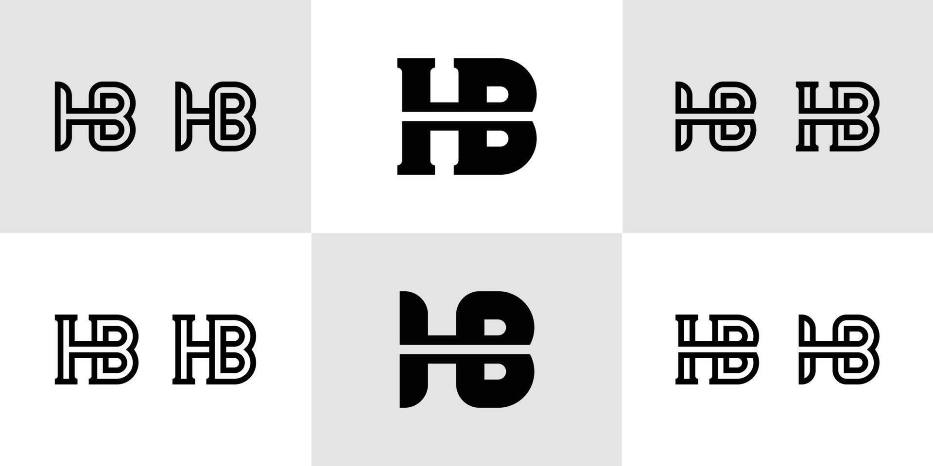 Letters HB Monogram Logo Set, suitable for business with HB or BH initials vector