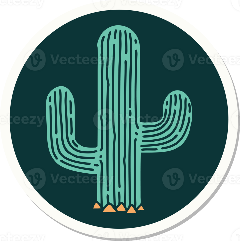 sticker of tattoo in traditional style of a cactus png