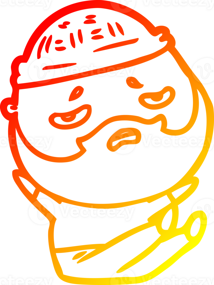 warm gradient line drawing of a cartoon worried man with beard png