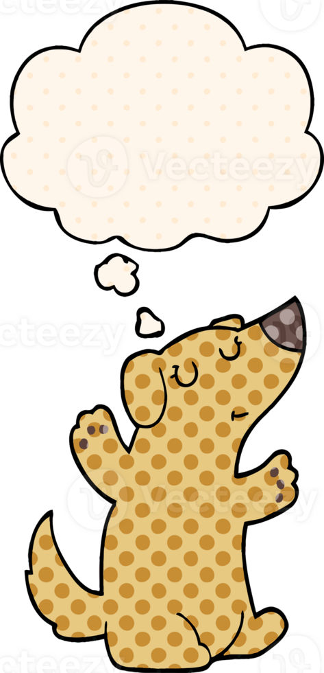 cartoon dog with thought bubble in comic book style png