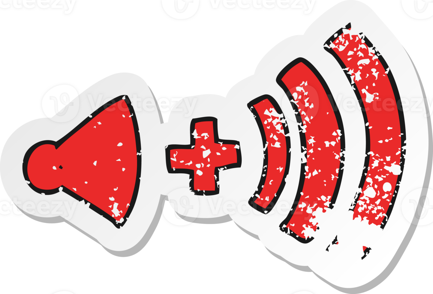 retro distressed sticker of a cartoon volume symbol png