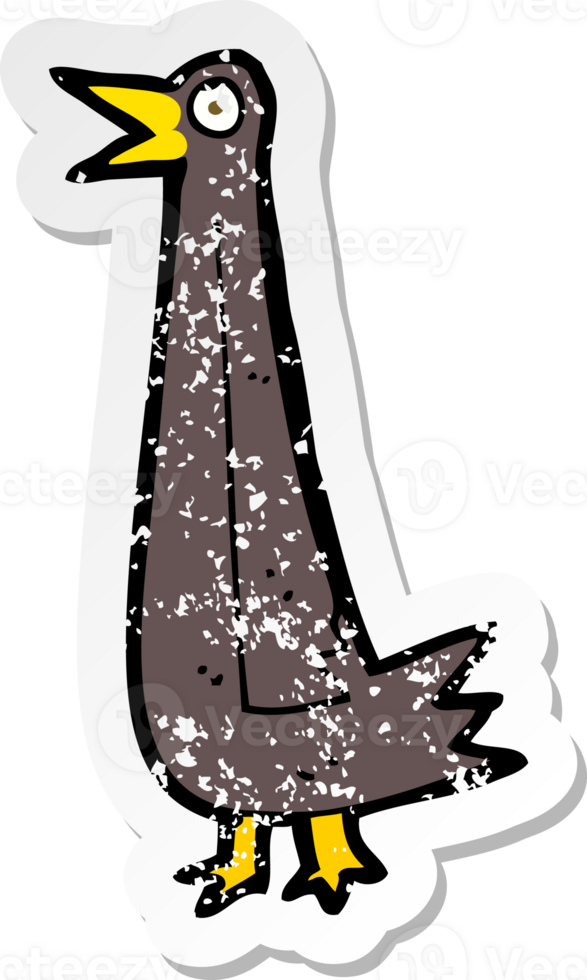 retro distressed sticker of a funny cartoon bird png
