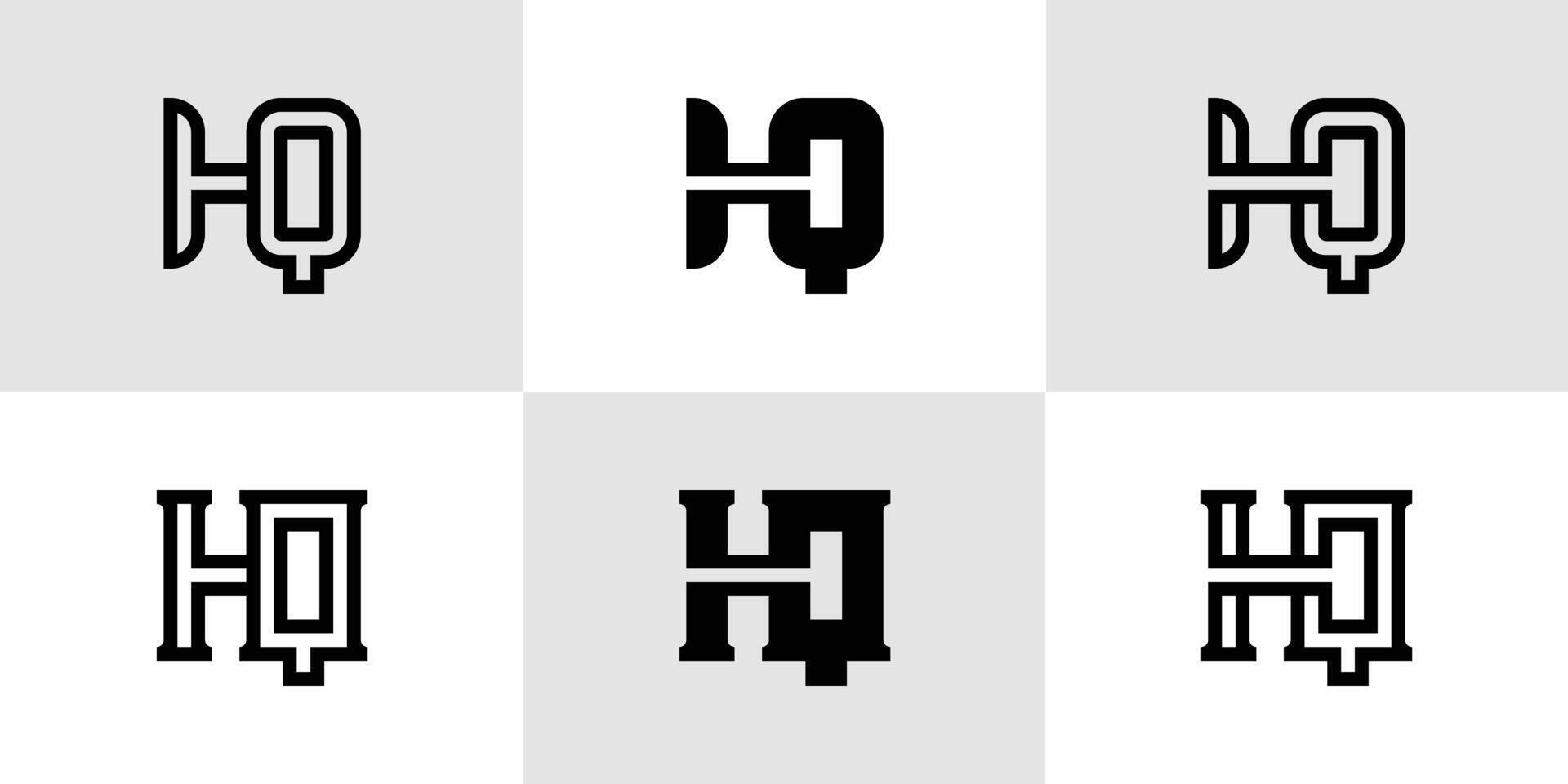 Letters HQ Monogram Logo Set, suitable for business with HQ or QH initials vector