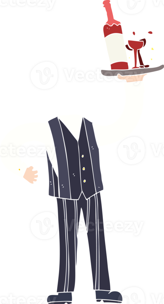 flat color illustration of headless waiter add own photos png