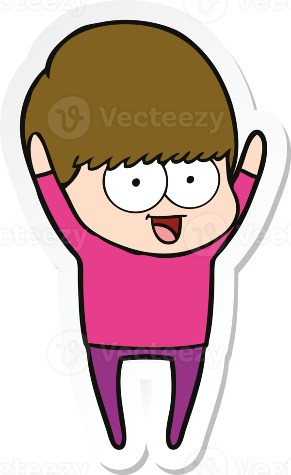 sticker of a happy cartoon boy png