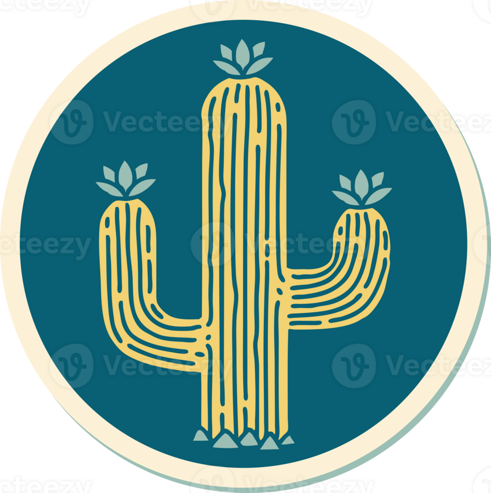 sticker of tattoo in traditional style of a cactus png
