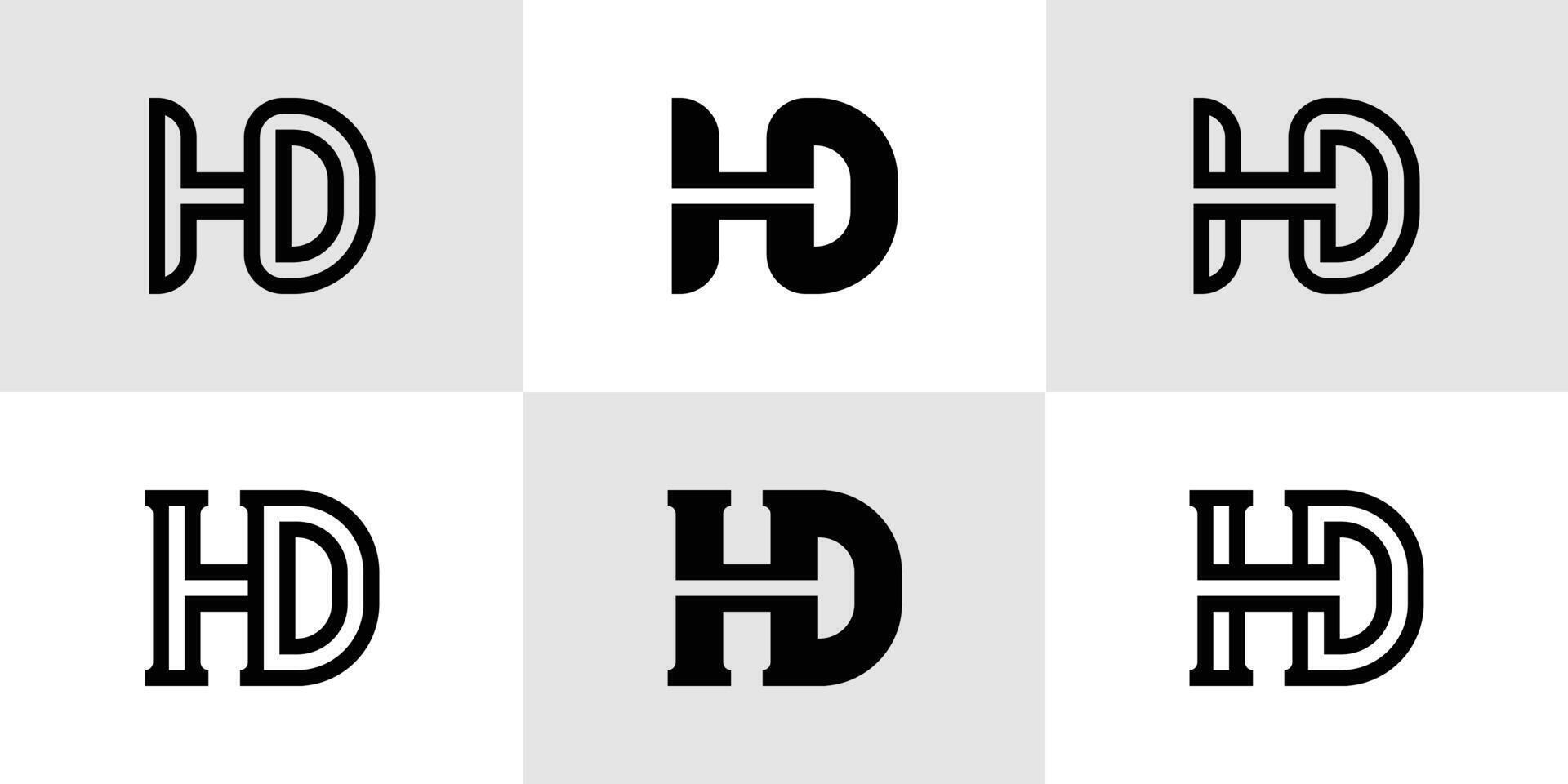Letters HD Monogram Logo Set, suitable for business with HD or DH initials vector
