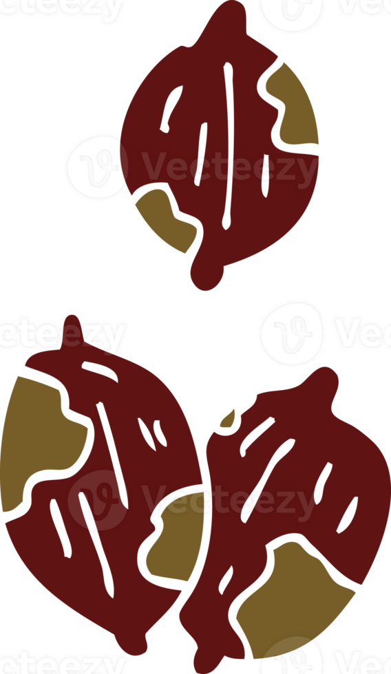 cartoon doodle nuts in shells png