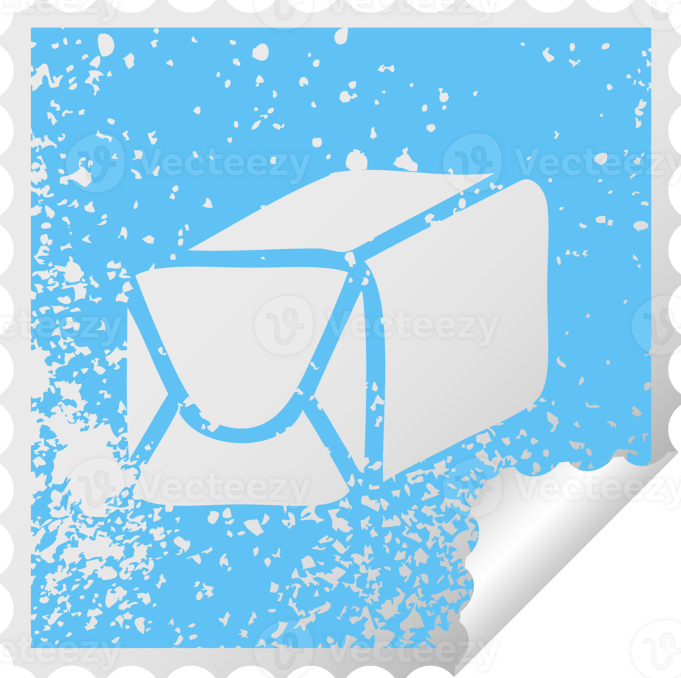 distressed square peeling sticker symbol of a paper parcel png