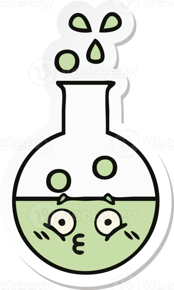 sticker of a cute cartoon test tube png