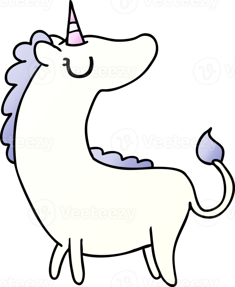 hand drawn gradient cartoon of cute kawaii unicorn png