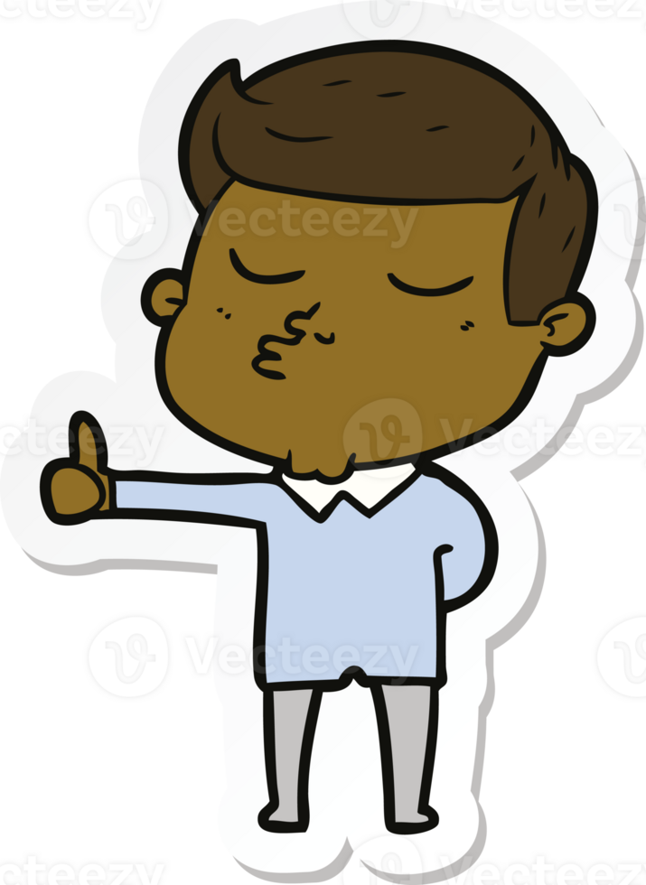 sticker of a cartoon model guy pouting png