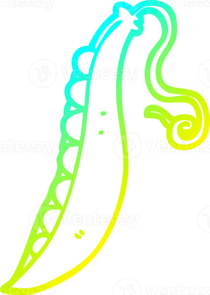 cold gradient line drawing of a cartoon peas in pod png