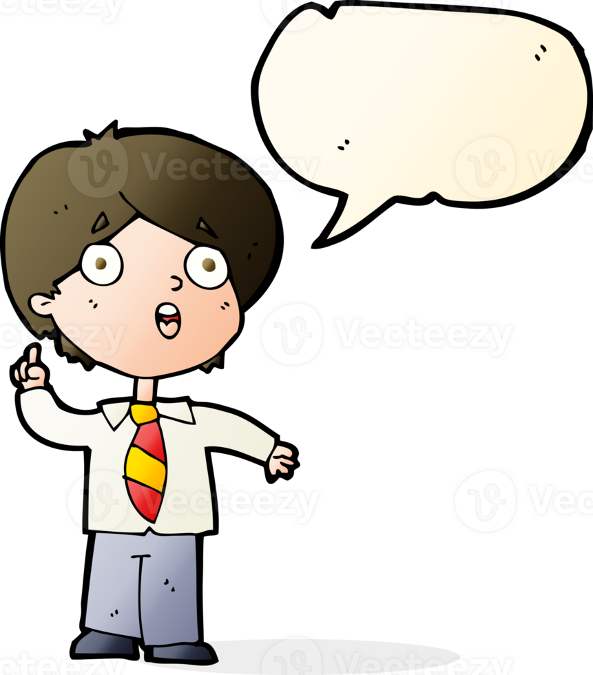 cartoon schoolboy answering question with speech bubble png