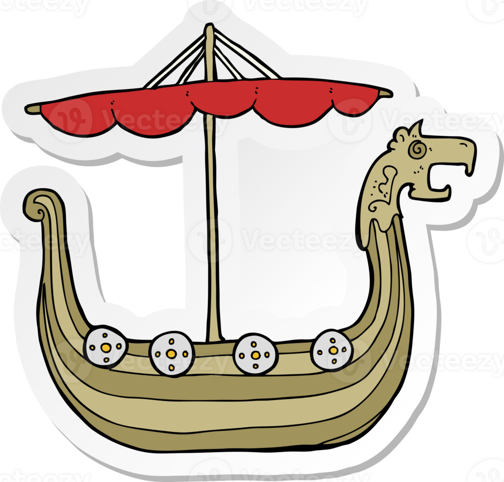 sticker of a cartoon viking ship png