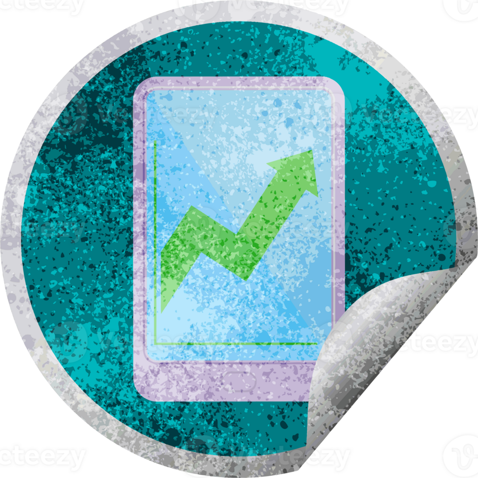 electronic tablet showing business performance graphic   illustration circular sticker png