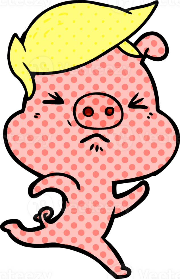 cartoon annoyed pig running png
