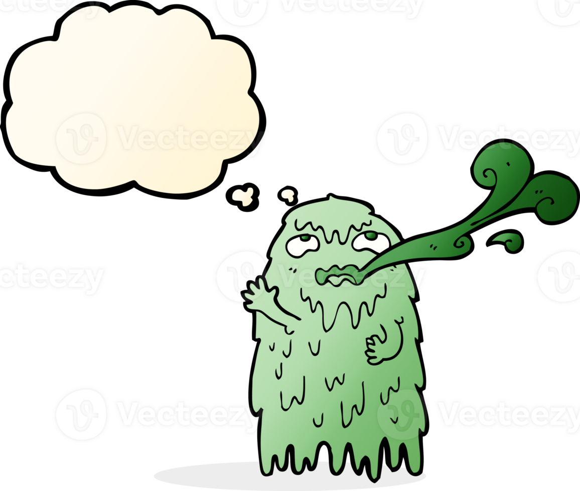 gross cartoon ghost with thought bubble png