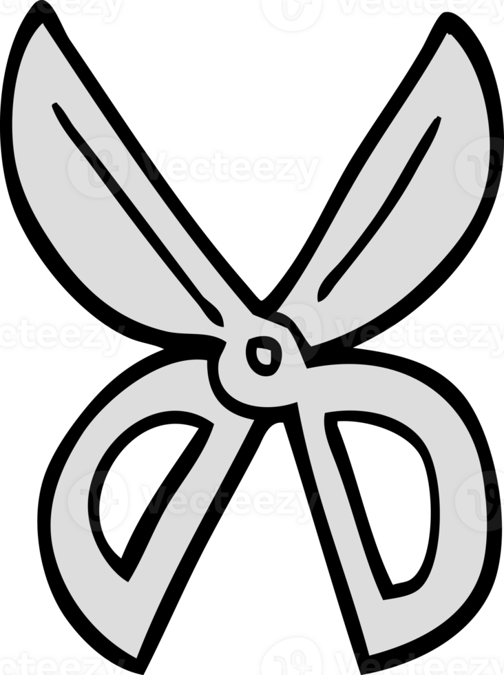 hand drawn doodle style cartoon scissors png