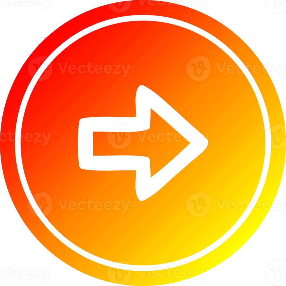 direção seta circular ícone com caloroso gradiente terminar png