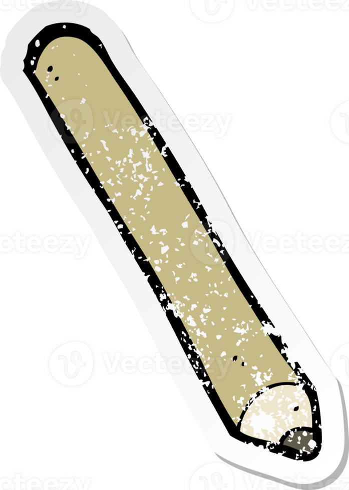 retro distressed sticker of a cartoon pencil png