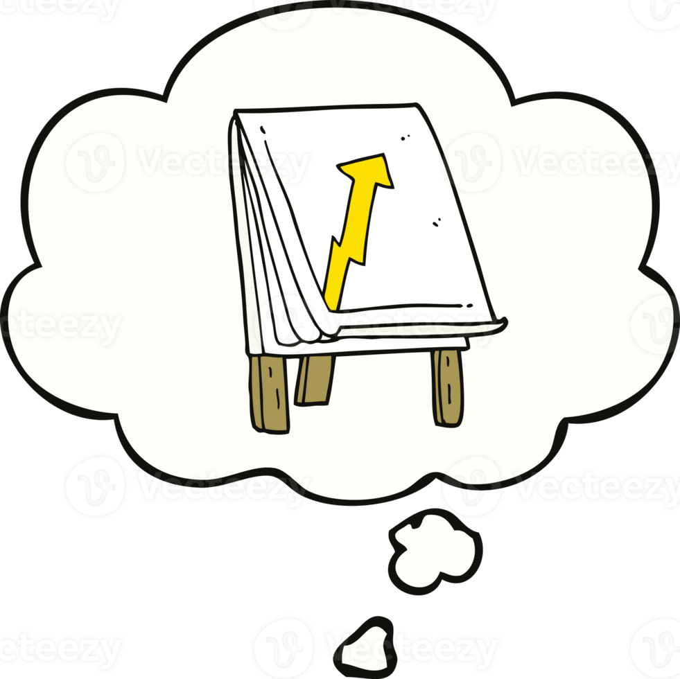 cartoon business chart with arrow with thought bubble png
