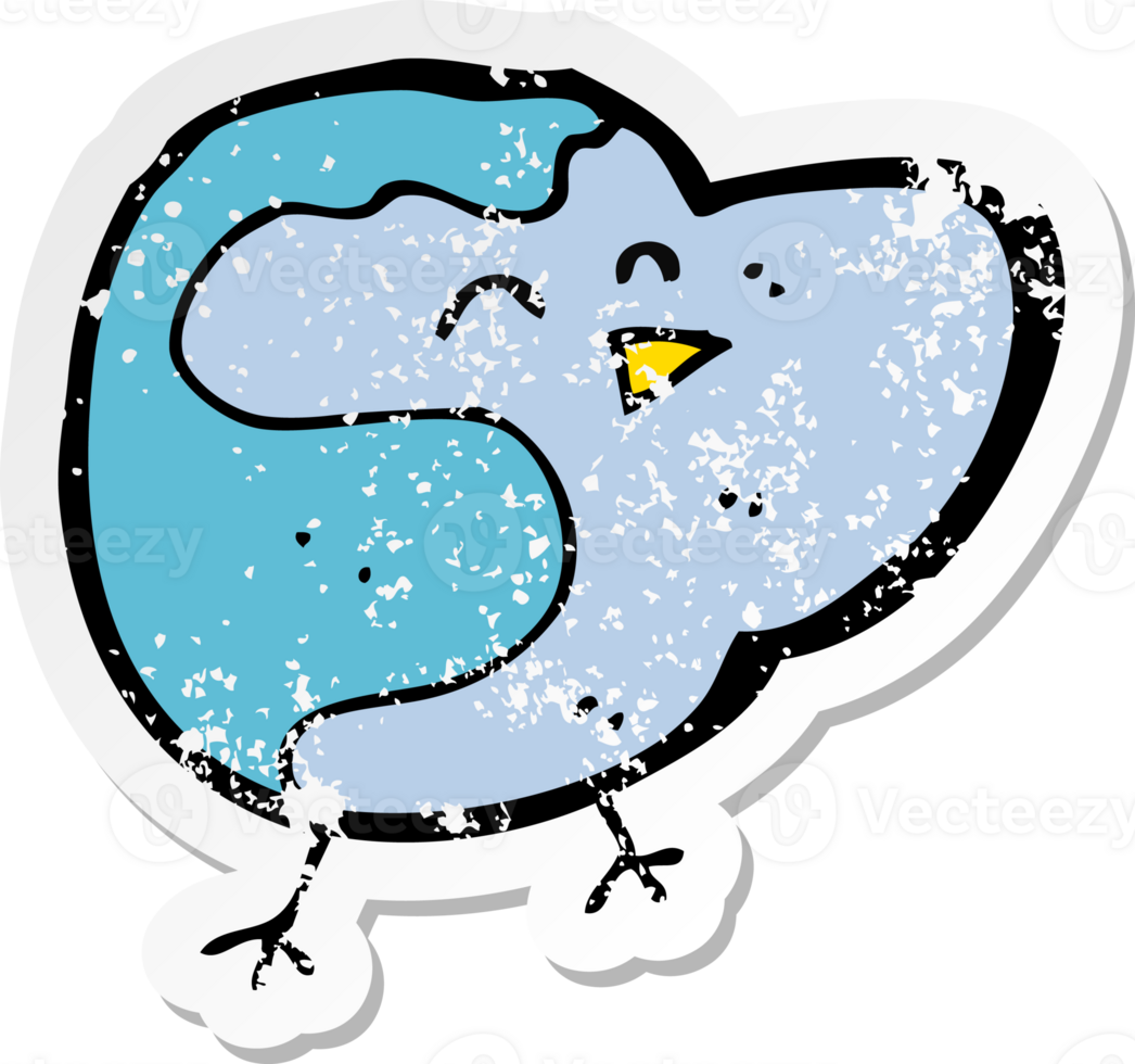 retro distressed sticker of a cartoon bird png
