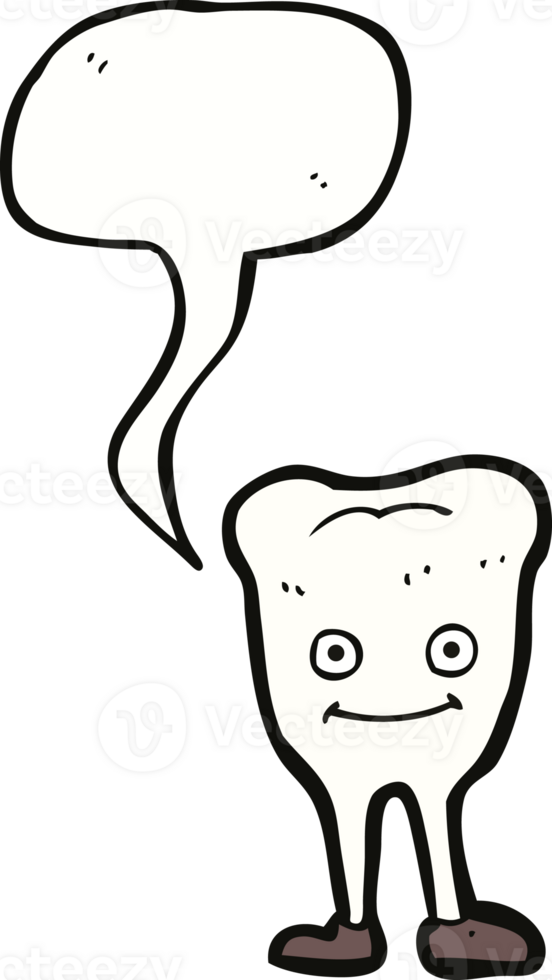 cartoon happy tooth with speech bubble png