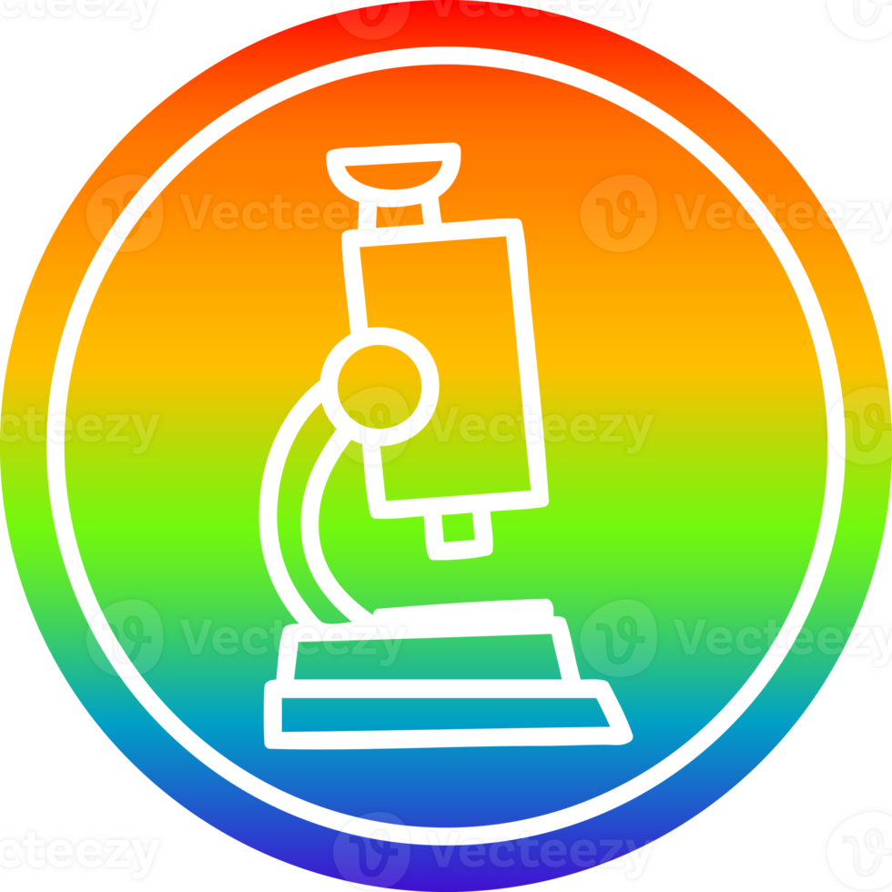 microscope and slide circular icon with rainbow gradient finish png