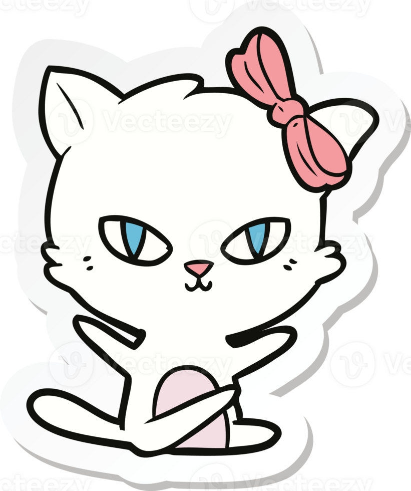 sticker of a cute cartoon cat png