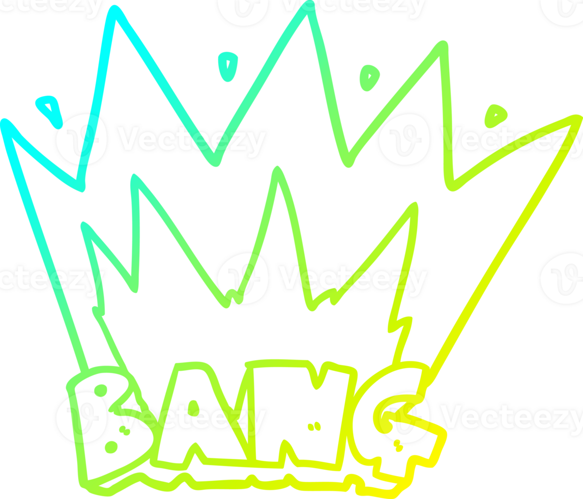 cold gradient line drawing of a cartoon bang sign png