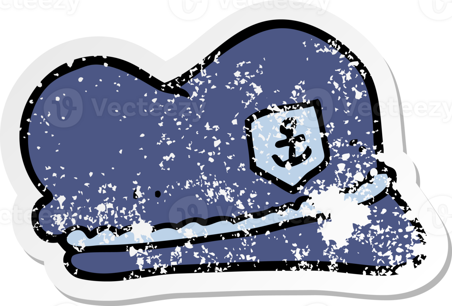 distressed sticker of a cartoon sailor hat png