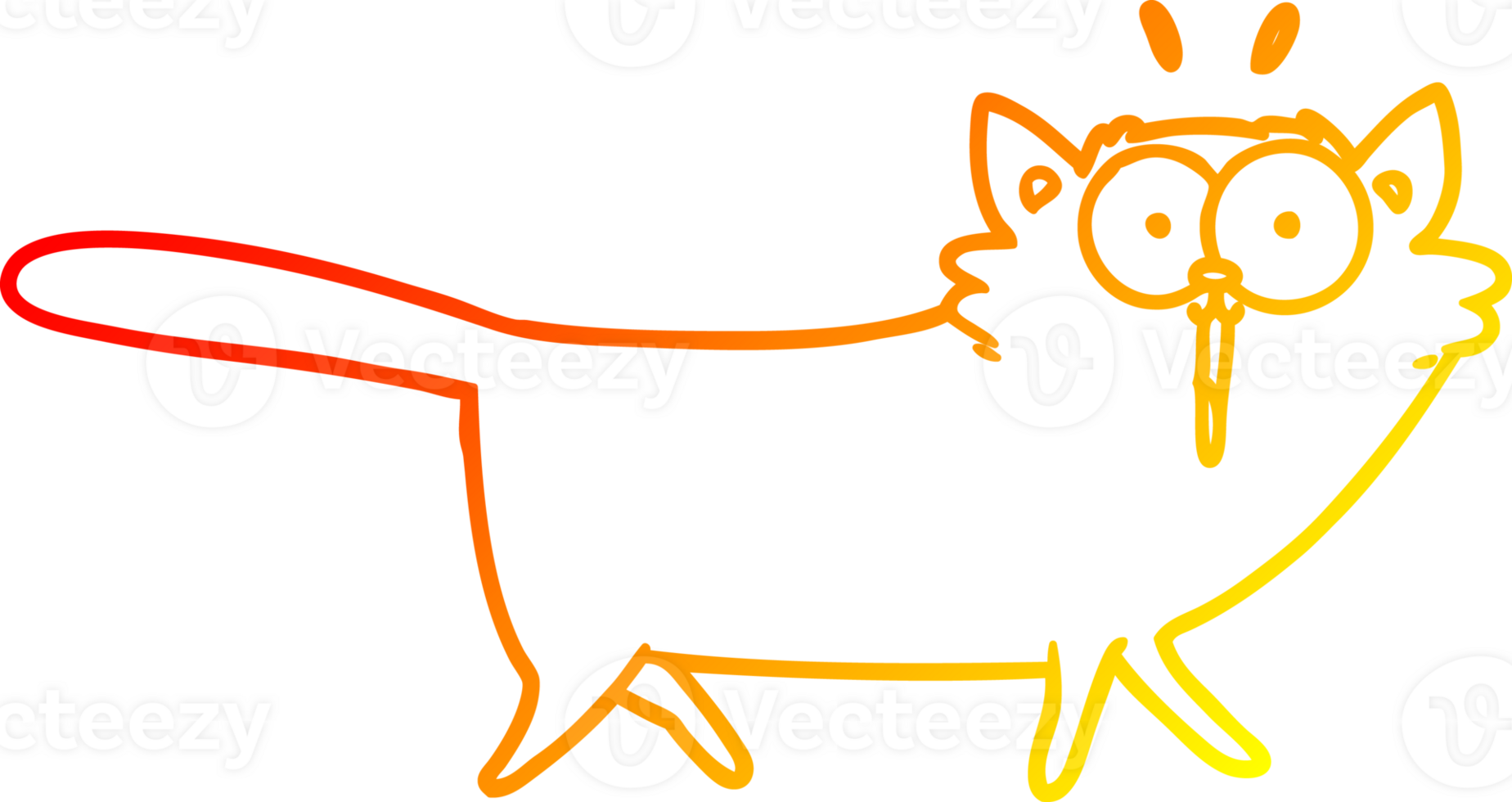 warm gradient line drawing of a cartoon cat png