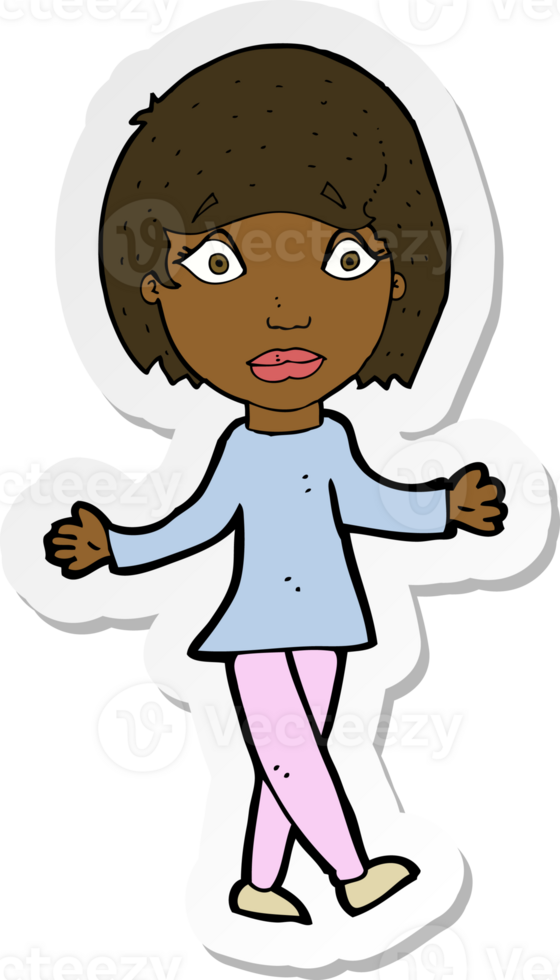 sticker of a cartoon surprised woman png